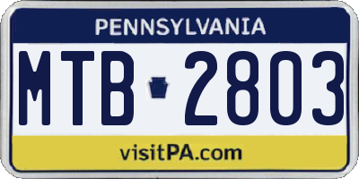 PA license plate MTB2803