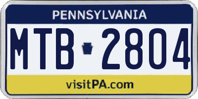 PA license plate MTB2804