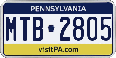 PA license plate MTB2805