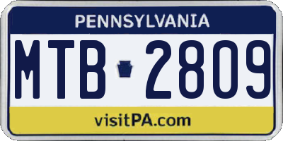 PA license plate MTB2809