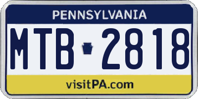 PA license plate MTB2818