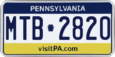PA license plate MTB2820