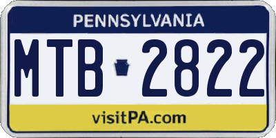 PA license plate MTB2822
