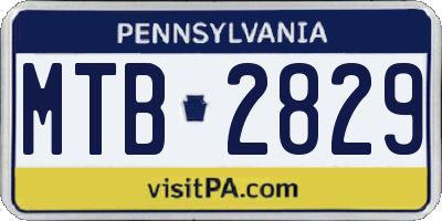 PA license plate MTB2829