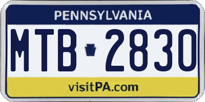 PA license plate MTB2830