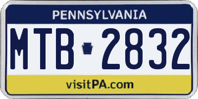 PA license plate MTB2832