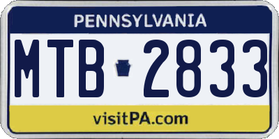 PA license plate MTB2833