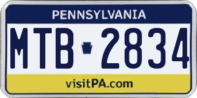 PA license plate MTB2834