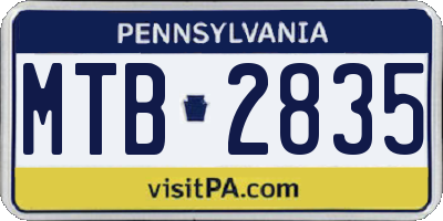 PA license plate MTB2835