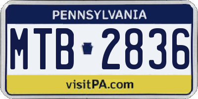 PA license plate MTB2836