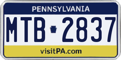 PA license plate MTB2837