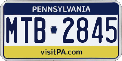 PA license plate MTB2845