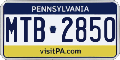 PA license plate MTB2850