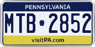 PA license plate MTB2852