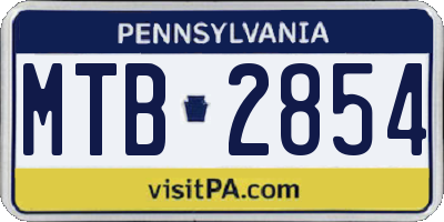 PA license plate MTB2854