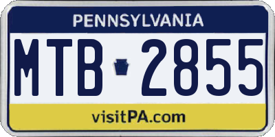 PA license plate MTB2855