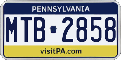 PA license plate MTB2858