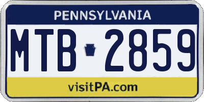 PA license plate MTB2859