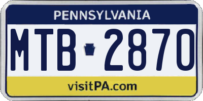PA license plate MTB2870