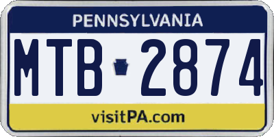 PA license plate MTB2874