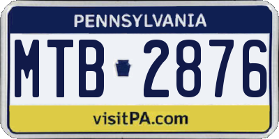 PA license plate MTB2876