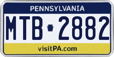 PA license plate MTB2882
