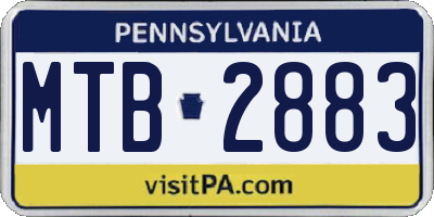 PA license plate MTB2883