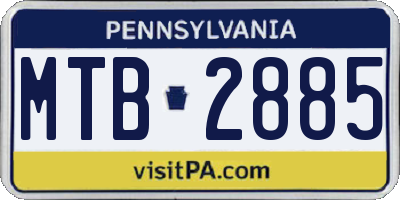 PA license plate MTB2885