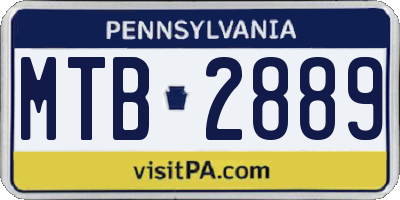 PA license plate MTB2889