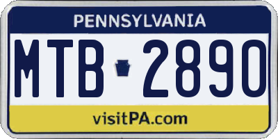 PA license plate MTB2890