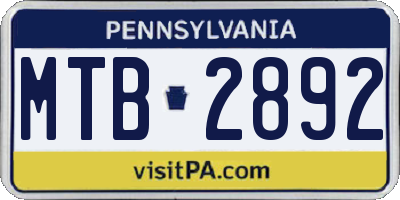 PA license plate MTB2892