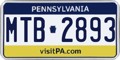 PA license plate MTB2893