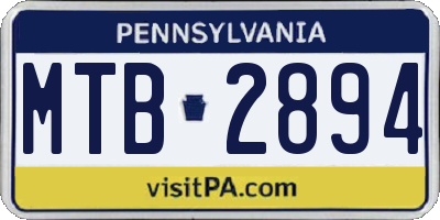 PA license plate MTB2894