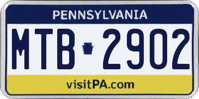 PA license plate MTB2902