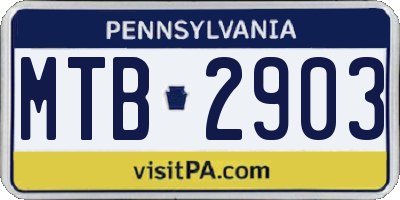 PA license plate MTB2903