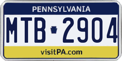 PA license plate MTB2904