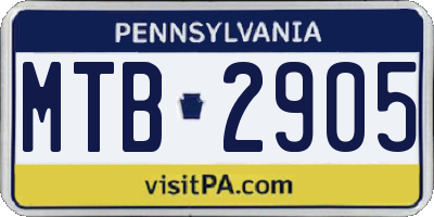 PA license plate MTB2905