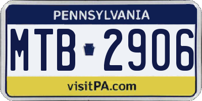 PA license plate MTB2906