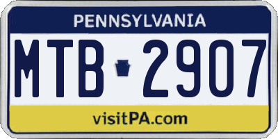 PA license plate MTB2907