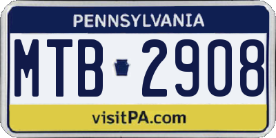 PA license plate MTB2908