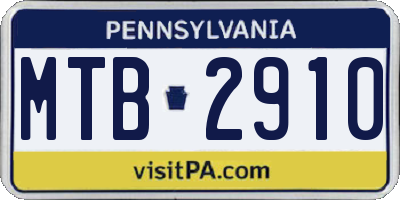 PA license plate MTB2910