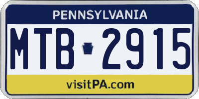 PA license plate MTB2915