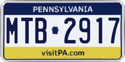 PA license plate MTB2917