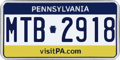 PA license plate MTB2918