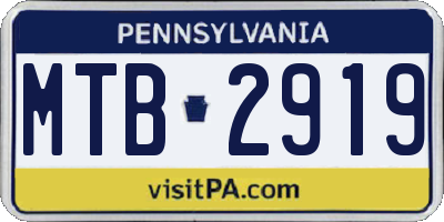PA license plate MTB2919
