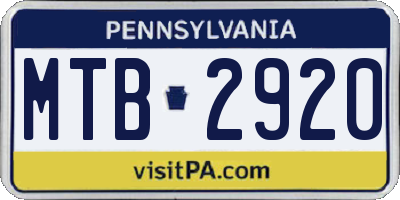 PA license plate MTB2920