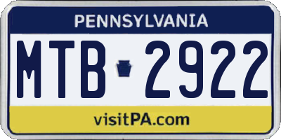 PA license plate MTB2922