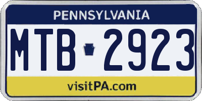 PA license plate MTB2923