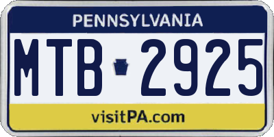 PA license plate MTB2925