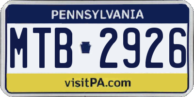 PA license plate MTB2926